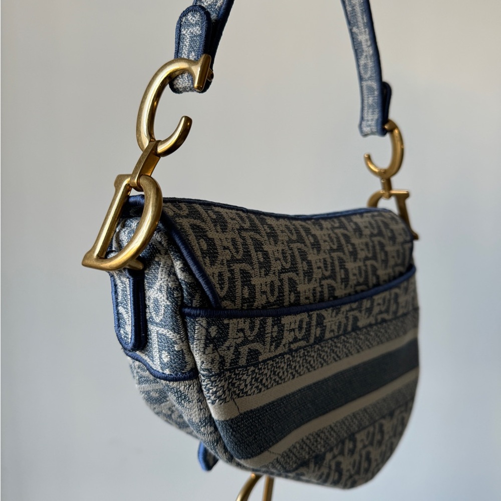 Dior Oblique Jacquard Saddle Bag Blue - Picture 4 of 12